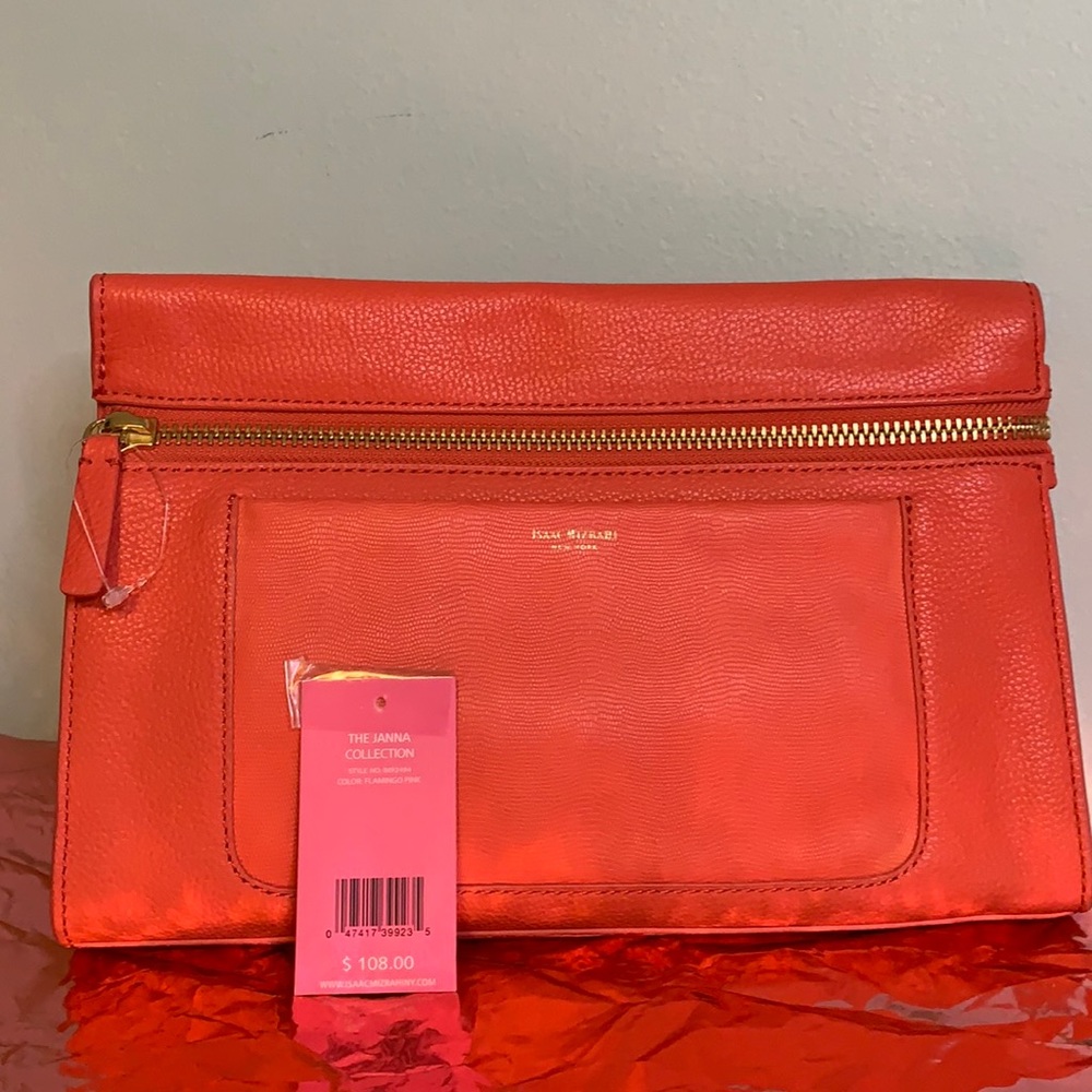 NWT Isaac Mizrahi leather clutch